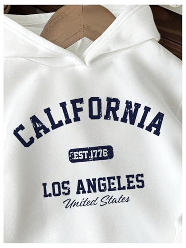 Girl's Preppy Letter Graphic Hoodie Hooded Long Sleeve Sweatshirts Cute Pullover Tops3