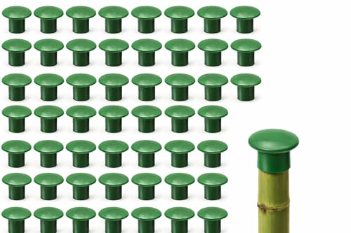 60 Pack Rubber Bamboo Cane Caps 8 to 11mm Green Garden Safety Cane Toppers Protective End Caps for Plant Support Canes and Sticks
