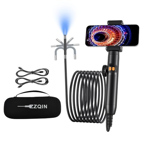 Endoscope Camera with Light for iPhone & Android 360 Rotation Borescope Camera with Light, Two-Way 1080P HD Snake Camera with 5.01FT IP67 Waterproof for Mechanics & Plumbers,6.2mm Lens