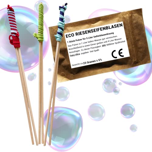 Bubble Brothers Riesenseifenblasen Set 3 Seifenblasenstäbe und 5L Seifenblasenflüssigkeit Seifenblasen für Kinder 3 Stile 50cm lang Seifenblasen groß Seifenblasenflüssigkeit mit Stab