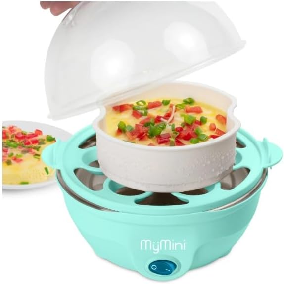 My Mini Premium 7-Egg Cooker with omelet bowl in use