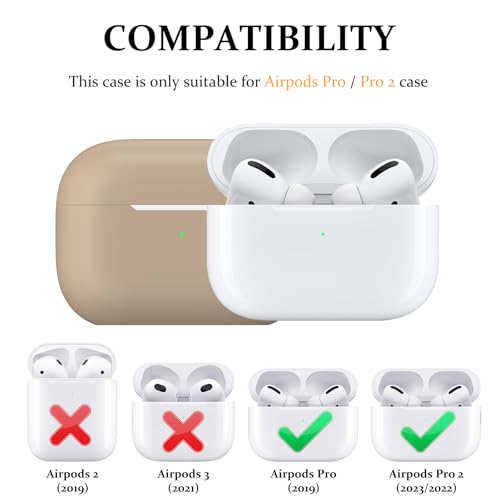 Image of Meliya for AirPods Pro 2 /1 Gen (2023 /2022 /2019) Case Cover with Cleaning Kit and Keychain, Soft Silicone Case Compatible with Airpods Pro 2 (USB-C /Lightning Cable) - Milk Tea