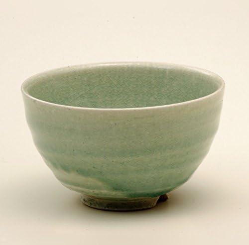 Japanese Shigaraki Ceramics Bowl for Rice Tea Soup - Meizan Kiln Green Enamel - by Hechimon 3-2702