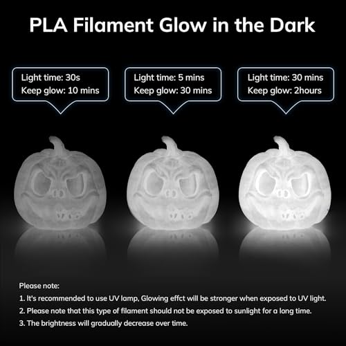 Image of AMOLEN 3D PLA Printer Filament, 1.75mm Glow in The Dark White PLA Filament for 3D Printing, Best with UV Lamps, 1kg Spool (2.2lbs), Dimensional Accuracy + /- 0.02 mm, Fit Most FDM 3D Printers