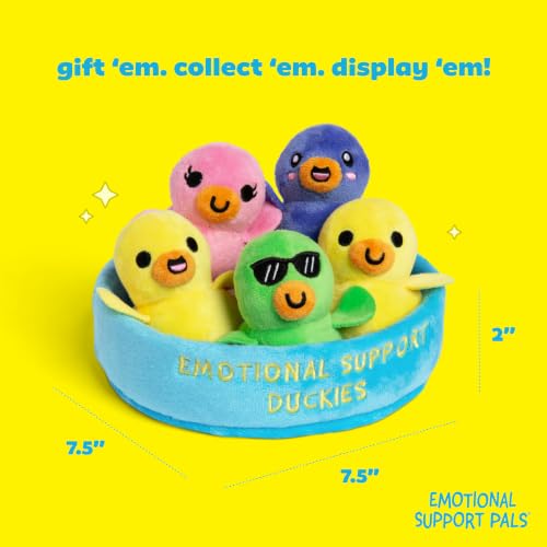 Image of Emotional Support Pals Duckies by Relatable - Cute Stuffed Animals, Squishy Toys and Plushies, Back to School Gift Ideas and Desk Decor for All Ages - Includes 5 Plushies with Plush Carrying Basket