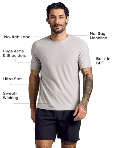 True Classic Mens Workout Shirts, Short Sleeve, Light Heather Gray 3XL - image 2