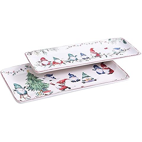Bandeja rectangular de cerámica con forma de gnomo de Navidad Cover