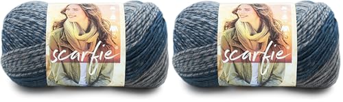 Image of (1 Skein) Lion Brand Yarn Scarfie Bulky Yarn, Teal /Silver (Pack of 2)