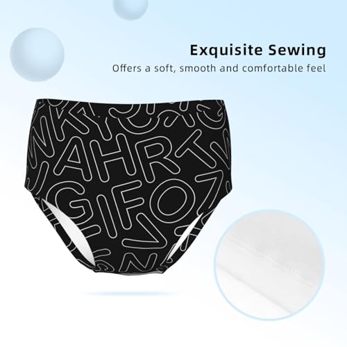 Line Art Letter Girls' Underwear Soft Cotton Little Girls Panties Comfort Briefs3