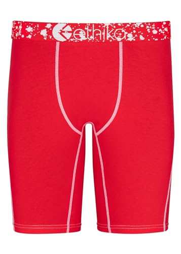 Ethika Herren-Boxershorts, Rot, Rot/Ausflug, einfarbig (Getaway Solids), Medium
