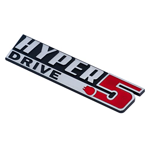 Image of Pair Set Hyper Drive Emblem 3D Badge Nameplate Sticker Replacement for Universal Vehicle,Truck,RV,SUV,Door Decoration (Silver Red)