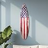 American Art Decor Surfboard Plaque Wall Sign Beach House Wall Art Large TropicalCoastal Home Decor for Living Room Bedroom Bathroom Patio or Bar Vintage Americana Flag 60×15