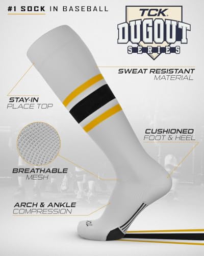 Image of Baseball & Softball Socks | USA Made Dugout Series Striped | Over the Calf | Sizing for Youth Boys, Girls, Men, & Women's