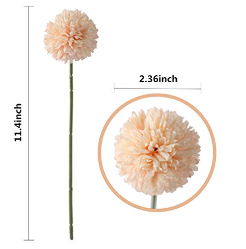 CQURE Artificial Flowers, Fake Flowers Silk Plastic Artificial Hydrangea 10 Heads Bridal Wedding Bouquet for Home Garden Party Wedding Decoration 10Pcs (Pink Champagne)
