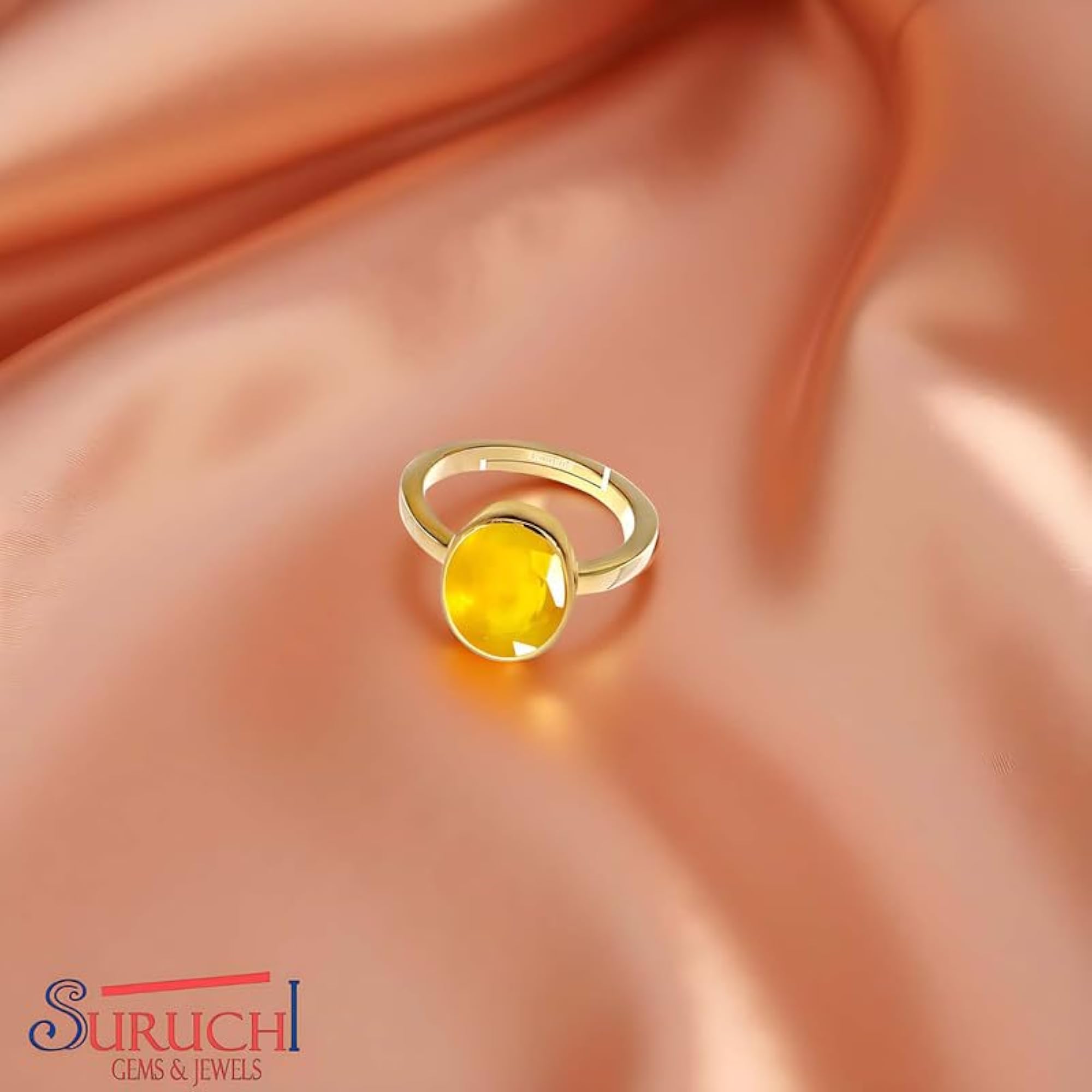 Yellow Sapphire Panchdhatu Adjustable Ring, Astrological Gemstone