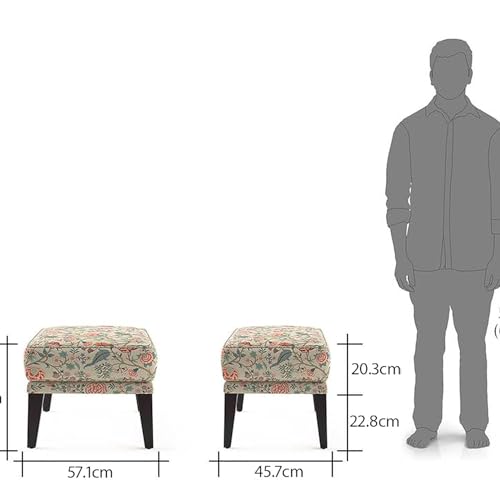 Image of RECTART Ottoman Stool for Living Room | Pouffes for Sitting Printed Ottoman | Foot Rest Ottoman stools with 4 Wooden Legs (Standard, Calico)