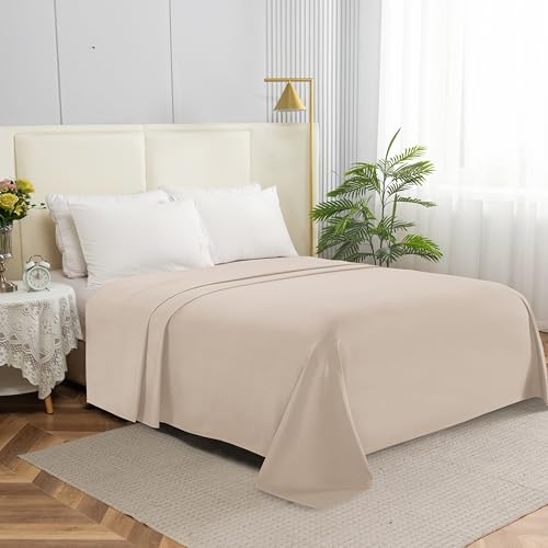 Elegant Comfort Premium Hotel Quality 1-Piece Flat Sheet, Luxury & Softest 1500 Thread Count Egyptian Quality Bedding Flat Sheet, Wrinkle, Stain and Fade Resistant, Twin/Twin XL, Cream