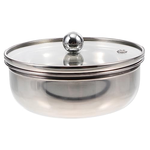 PEPLAYTAL 1Pc Stainless Steel Steamed Egg Bowl with Cover Heat Resistant Stew Bowl for Rice Soup and Eggs and Cooking Container for Food and Meal Prep