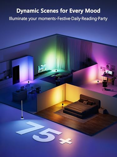 Image of Brizled Matter Floor Lamp, RGBWW 1725lm Smart Floor Lamp Compatible with Alexa, Google, 75+ Scene Modes Corner Floor Lamp with Lighting Base, Music Sync LED DIY Floor Lamp for Living Room Bedroom