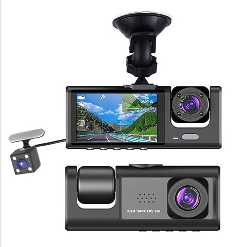 Diheohg 3 telecamere dashcam 1080p 2 schermo dashcam nero driver