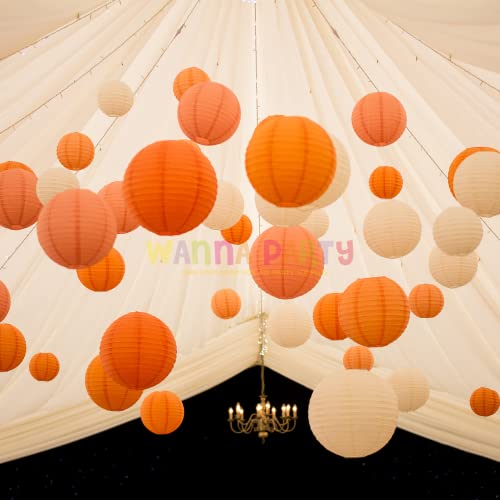 Image of Wanna Party 12 Inches Paper Lanterns Orange| for Diwali Christmas Indoor Outdoor Home Decor | Ball Decoration for Marriage Baby Shower Birthday - Pack of 1