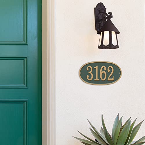Whitehall Fast & Easy Collection Feo1Gg Arch House Numbers Plaque With Oval Shape 12.0 X 6.75 Green/Gold #TOP4