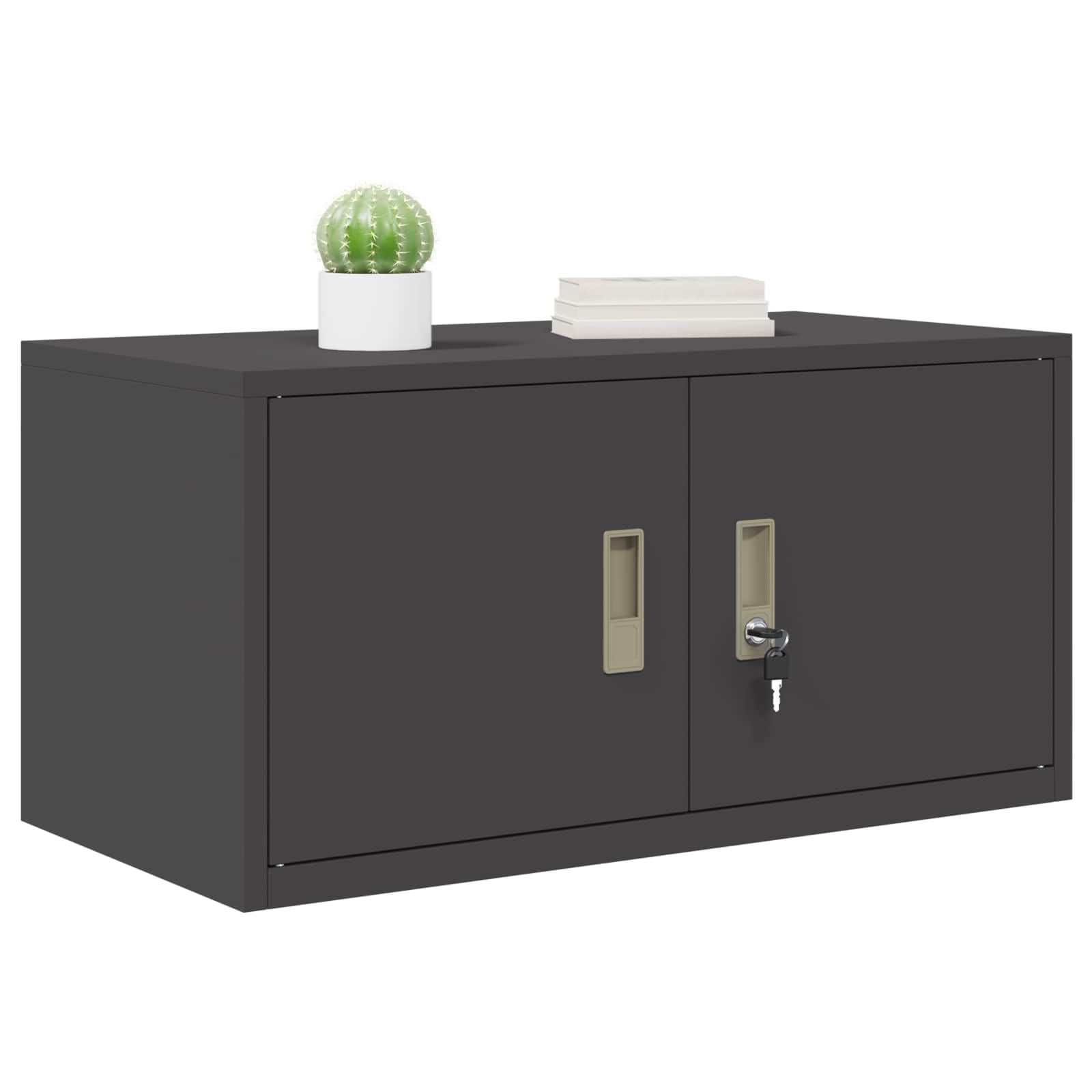 vidaXL Szafka do przechowywania Czarny 80 x 40 x 40 cm Stal, Nowoczesna biuro, prostokątna metalowa szafa, zamek, dużo miejsca, meble industrialne, trwałe rozwiązanie