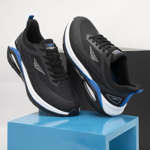 Image of Red Tape Men's Sneakers Black Blue Mesh Round Lace-Up Enhanced Cushioning