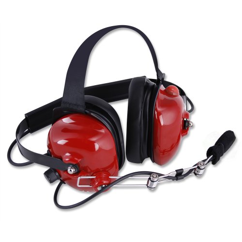 Rugged Behind The Head Headset For Racing Radios Electronics Communications – Features Volume Control Knob 3.5Mm 5-Pin Input Jack And Push To Talk (Red) #TOP12