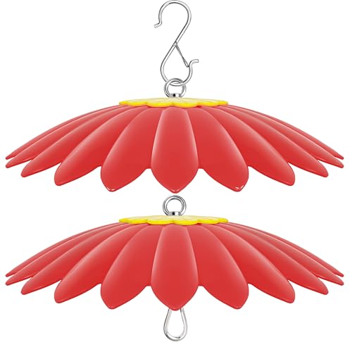 10.5 inch Hummingbird Feeder Shade Dome Cover Rain Guard Weather Guard for Bird Feeder Umbrella Cover for Bird House for Outdoor Squirrel Baffle Flower Design(Red) 2 Pack