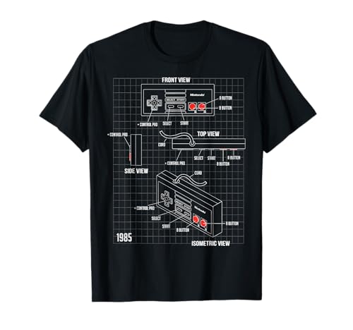 Nintendo NES Controller Parts Schematic Graphic T-Shirt