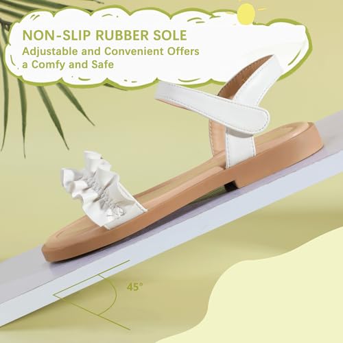 Image of PANDANINJIA Girls Sandals, Open Toe Cute Bow Princess Girls Flats, Sparkly Summer Dress Shoes Sandals for Toddler /Little Kid /Big Kid