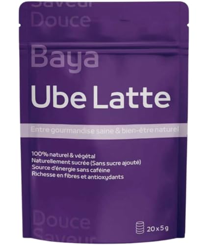 Ube Poudre - Ube latte-Qualité Premuim-Saveur Douce -Faible Calories & Sucres -Sans gluten ni caféine-Riche en Antioxydants & Fibres-À savourer en Latte, Dessert ou Pâtisserie-100g