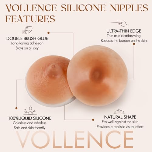 Vollence Realistic Adhesive Silicone Nipples Cover Diameter 8cm Reusable Attachable Self Adhesive Silicone Nipple - Bronze2