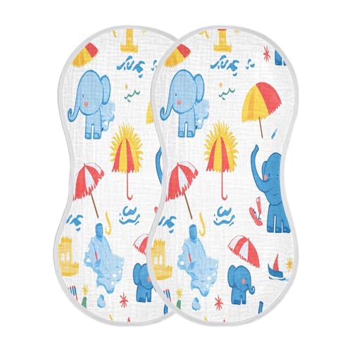 Cartoon Elephant Plant Burp Cloths Cotton Baby Washcloths,Large 22x11in Burping Cloth Absorbent and Soft for Newborn Baby Boys and Girls,4 Pack2