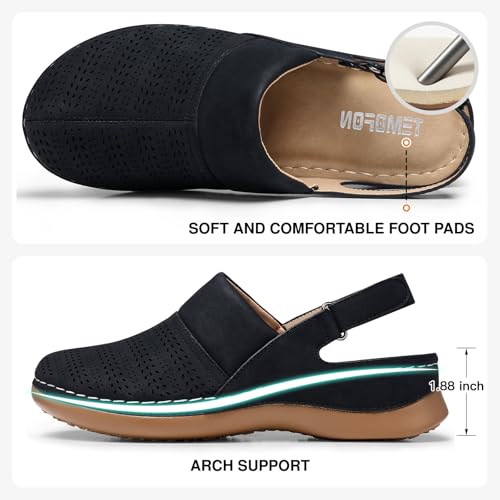 Image of TEMOFON Shoes for Women Clogs Sandals: Comfortable Closed Toe Wedge Shoes Sling-Back Walking Mules with Arch Support