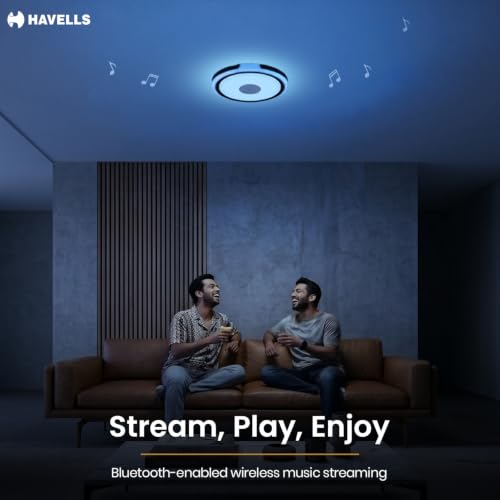 Image of Havells Aurika Music 60W LED Surface Ceiling Light with Built-in Bluetooth Speaker|RGB + 3000K-6500K Tunable CCT|Dimmable with Remote Control|Memory Function|Easy Surface Mount|Living Room & Bedroom