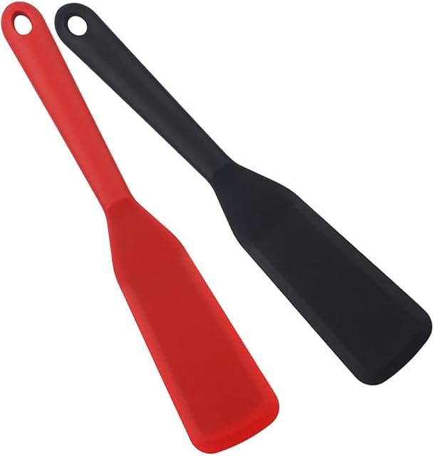 CANDeal 2 PCS Silicone Ultra Thin Spatula Omelet Spatula Turner Long Crepe Spatula Cooking Spatula Non-Stick Pancake Spatula for Egg Burgers Pizza Pancake Steak Omelet Crepes,Easy to Turn Over Food