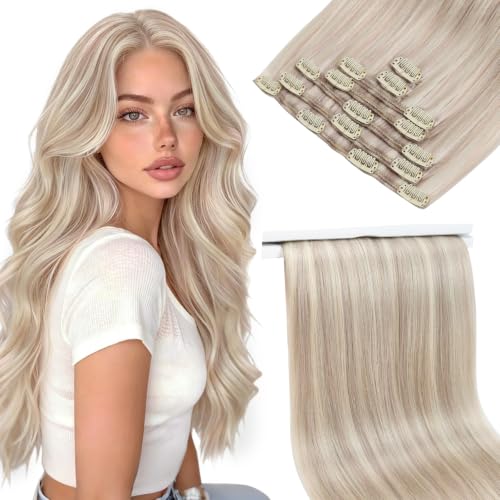 Sunny Hair Clip in Hair Extensions Real Human Hair Highlights 26 Inch 150g
