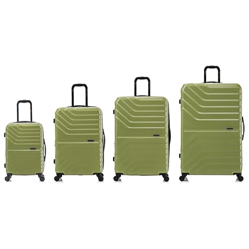 InUSA AURUM 4 Pcs Hardside Luggage Sets | 20 24 28 32 inch Lightweight XL Large Medium and Carry on Suitcase | Zippered Suit Case with Gel Handles and Trolley | Green3