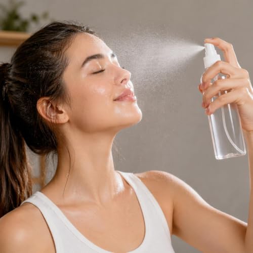 Image of Mist Spray Bottle 100 ml Transparent Plastic Empty Refillable Reusable Fine Mist Spray Bottle Container For Sanitizer, Perfume, Rose Water, Travel, Home Care, Other Diy (Pack of 6)