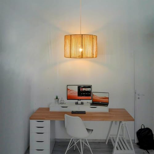 Zecoxol Boho Lamp Shades,Small Lamp Shades For Table Lamps,Wicker Drum Bell Lamp Shade For Floor Lamps,Vintage Rattan Lampshade For Hanging Lamp,Wall Sconce thumb #3