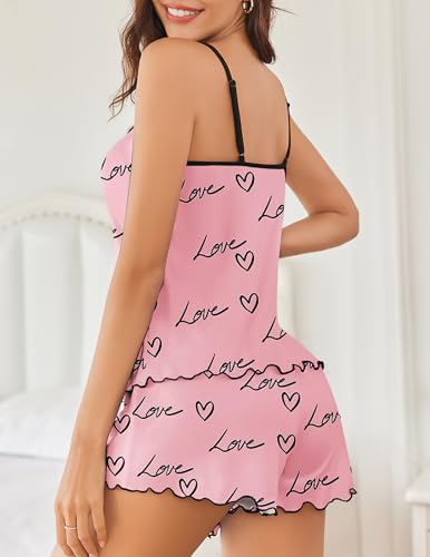 Image of Ekouaer Womens Cami Pajama Set Cute Printed Camisole Shorts Sleepwear | Tank Top and Shorts Lounge Set Soft Pjs for Daily Wear, Home, Party or Date Nights