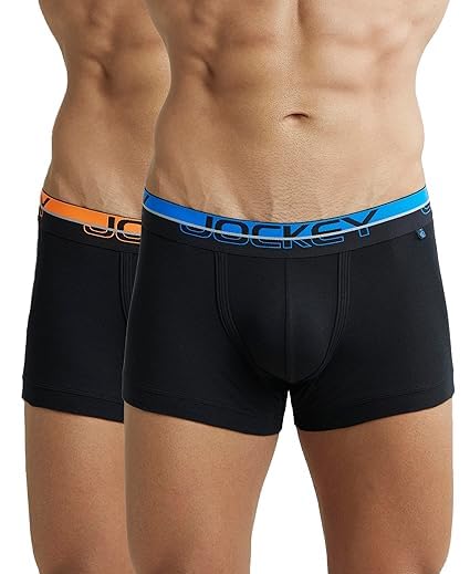 Image of Jockey FP03 Men's Super Combed Cotton Rib Solid Trunk with Ultrasoft Waistband