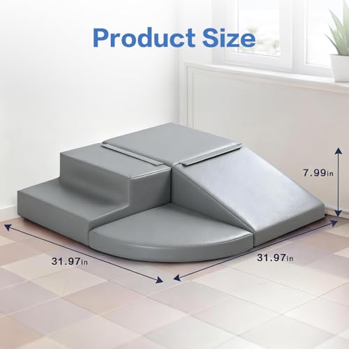 Image of Sumbababy Foam Climbing Blocks for Toddlers: 4 PCS Soft Play Toys - Waterproof PU Leather Climber - Kids Indoor Playground Set for Preschool and Daycare