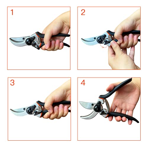BAISHITE Bypass Pruning Shears - Heavy Duty Shears Gardening Tool with 65MN Blade for Garden