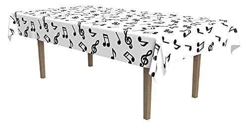 Beistle Notas musicais capa de mesa acessório de festa, White, Black, 54