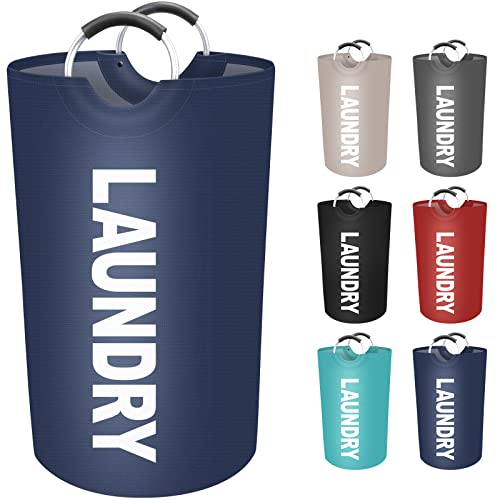 EpicTotes Cesta grande para la ropa sucia de 90 L, cesta de lavandería impermeable independiente, cesta plegable para ropa alta, fácil de transportar con asas de aluminio protegidas de espuma para