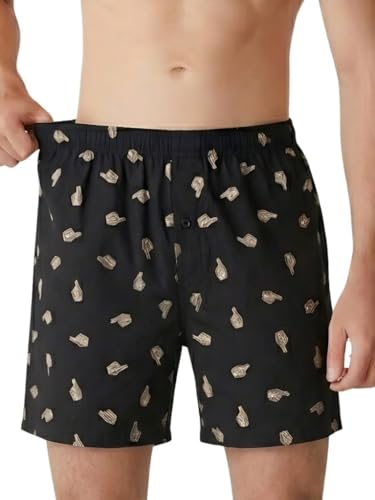 Image of Men's Cotton Boxers | Comfortable Printed Boxer Shorts for Men | Soft Breathable Lounge Boxers | Elastic Waist Relaxed Fit | Men's Sleepwear & Home Wear Boxer Shorts