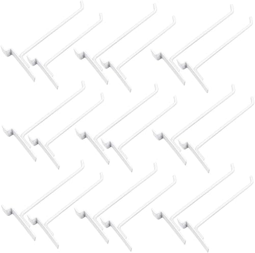 Ganchos de pizarra de 8 pulgadas, blanco, pantalla de percha, ganchos de panel de exhibición de alambre de metal, juego de 24 piezas